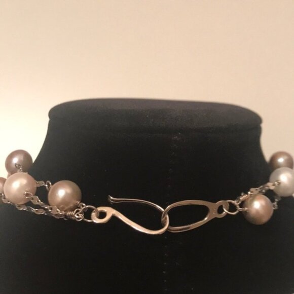 🤍✨ Multi-Strand Freshwater Pearl Necklace | Sterling Silver Chain - Picture 2 of 8